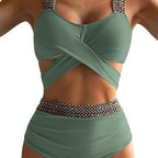Damen Hochtaillierter Bikini mit elegantem Wickeldesign R&B