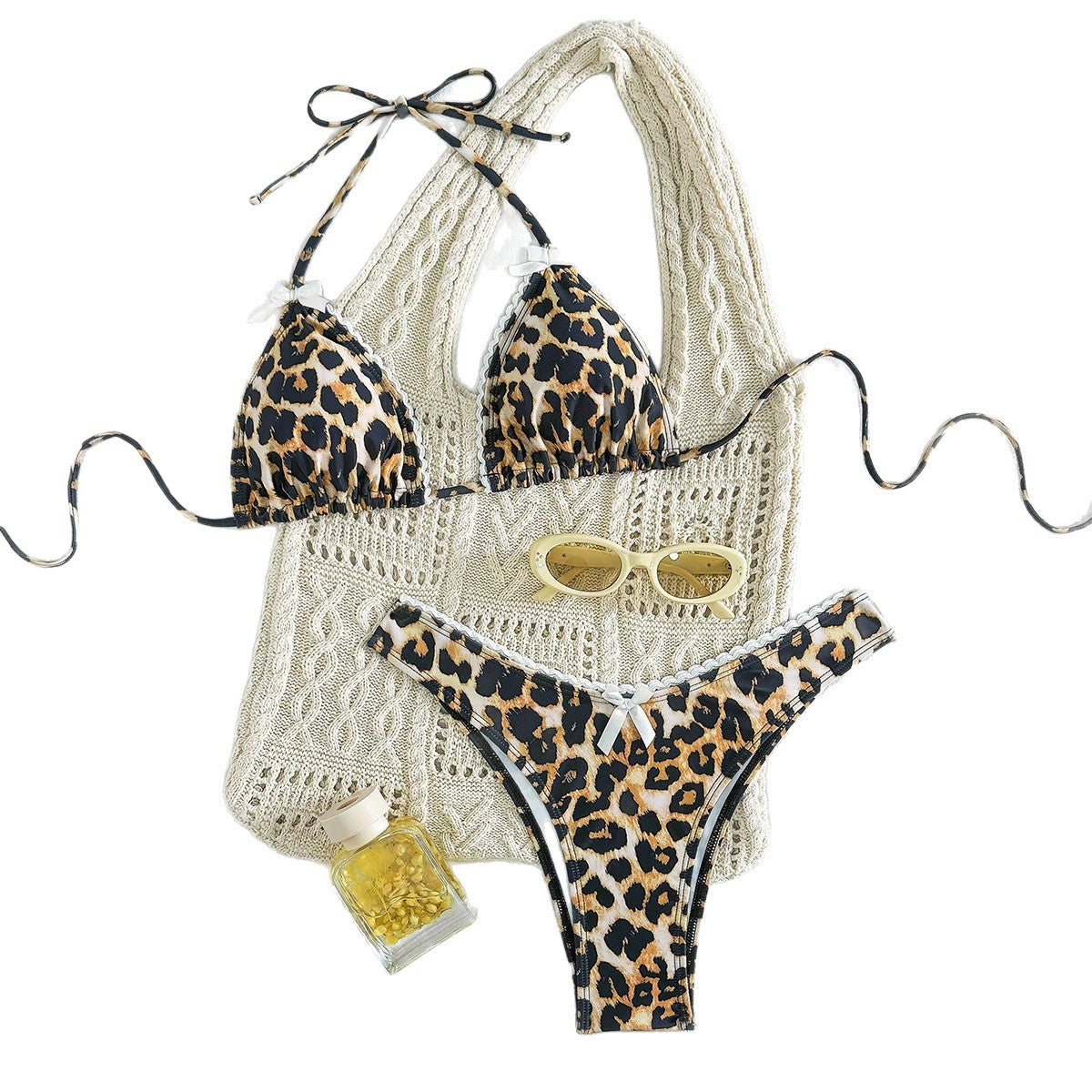 Damen modern geschnittenes Bikini-Set mit Schlangenmuster R&B