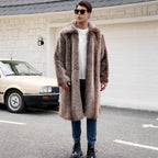 Herren Luxuriöser Kunstpelzmantel mit voluminösem Kragen und harmonischem Design R&B