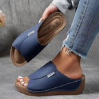 Damen Wedge-Sandalen mit komfortablem Fußbett und modischem Riemendesign R&B