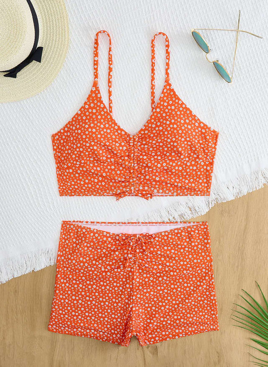 Damen Bikini mit floralem Rüschendesign und verstellbaren Trägern R&B
