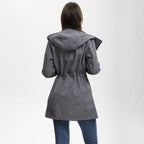 Damen nan funktionaler Softshell-Parka mit Teddyfleece-Futter, Kapuze und Taillenzug R&B
