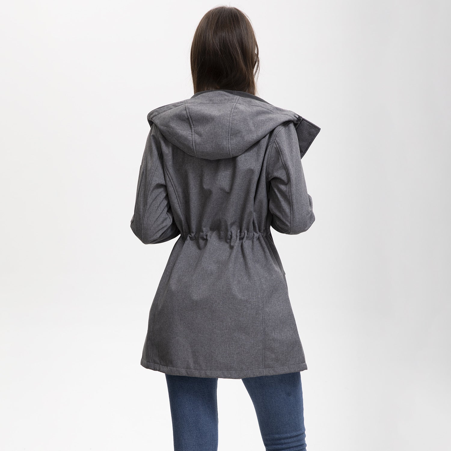 Damen nan funktionaler Softshell-Parka mit Teddyfleece-Futter, Kapuze und Taillenzug R&B