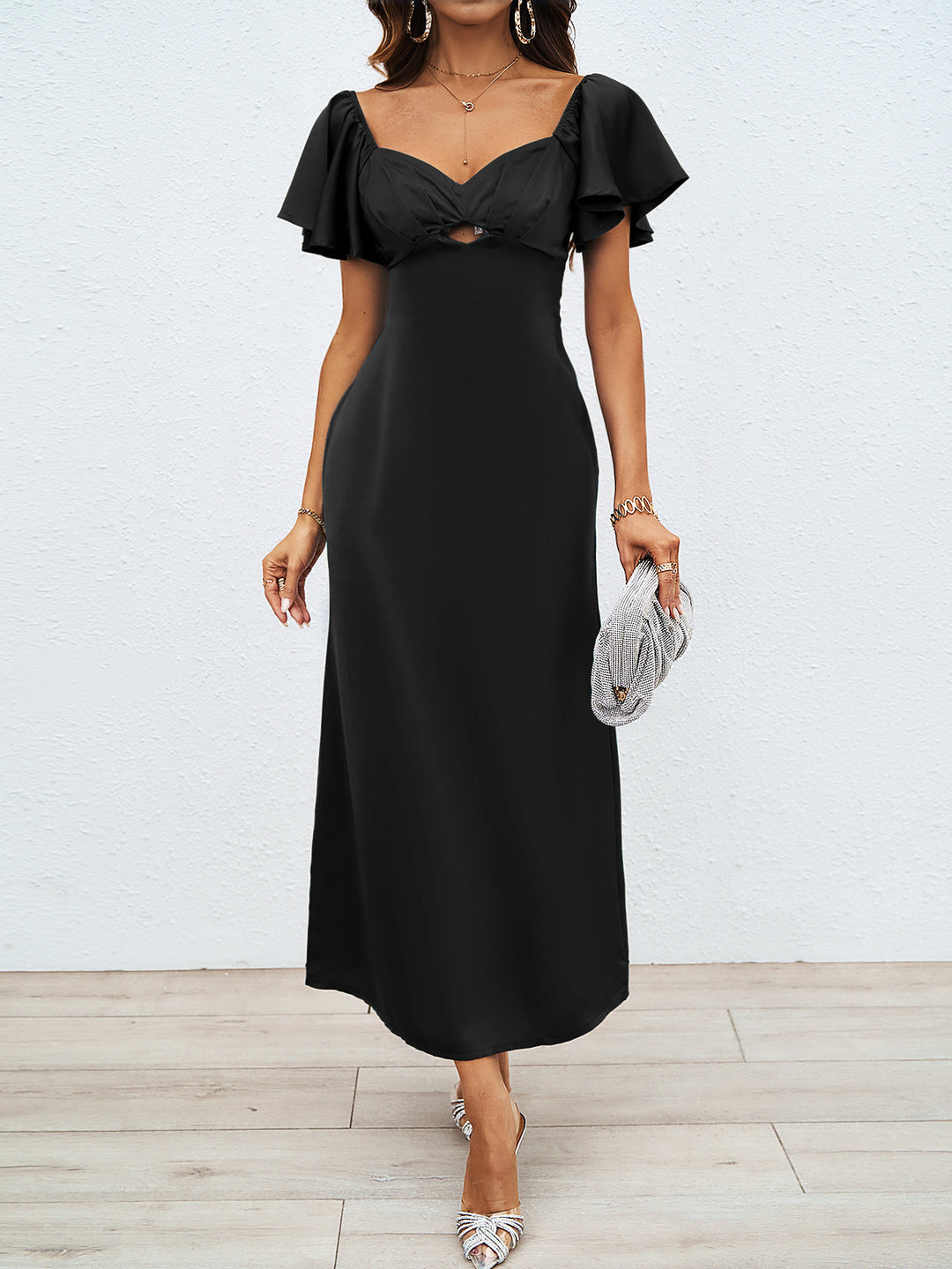 Damen Maxikleid mit schulterfreiem Design und eleganten Rüschendetails R&B