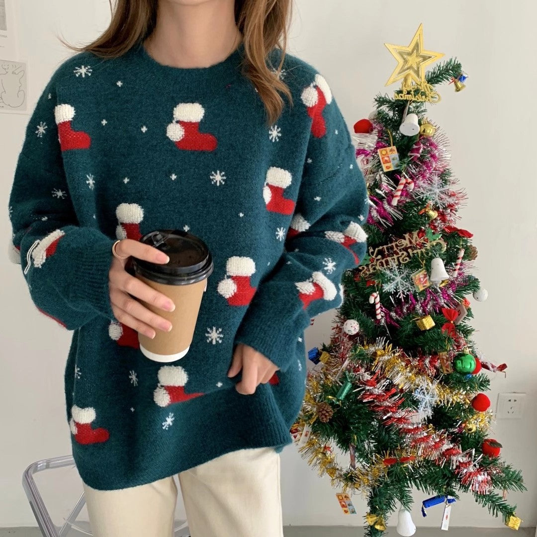 Damen kuscheliger Weihnachtspullover mit festlichem Motiv R&B