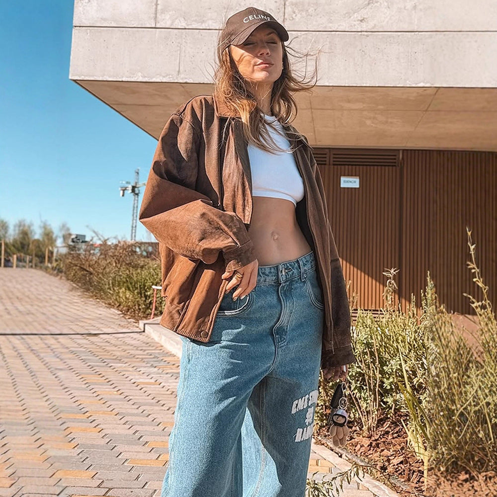 Damen lässige Wildlederjacke R&B