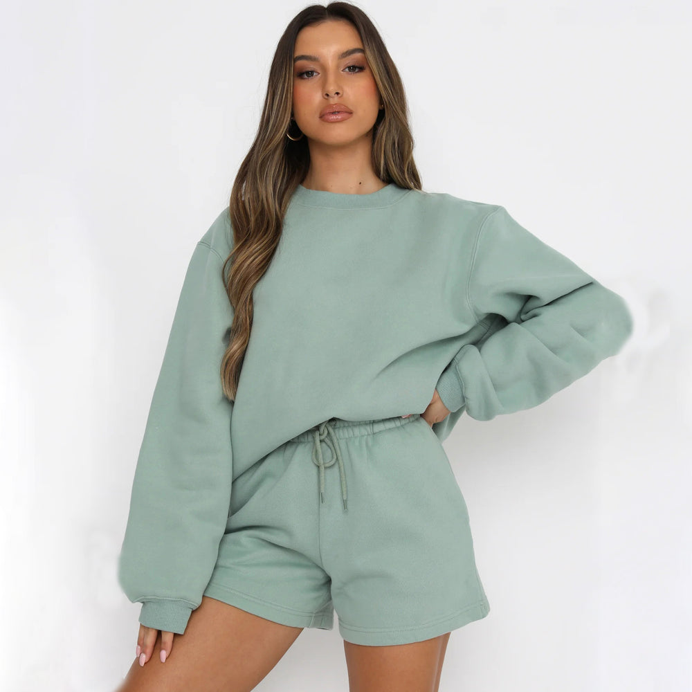 Damen Lässiges Sweater-Shorts-Set mit hohem Tragekomfort R&B