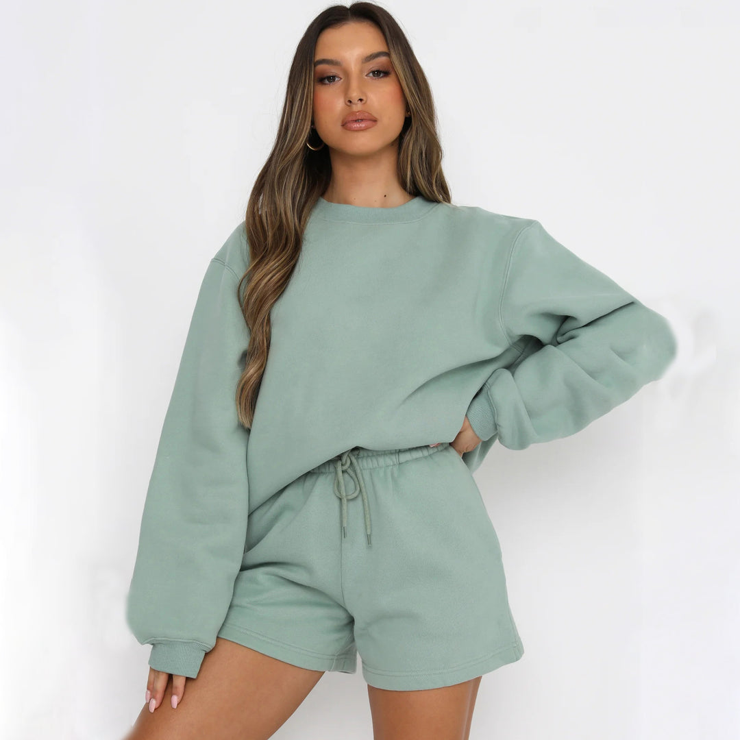 Damen Lässiges Sweater-Shorts-Set mit hohem Tragekomfort R&B