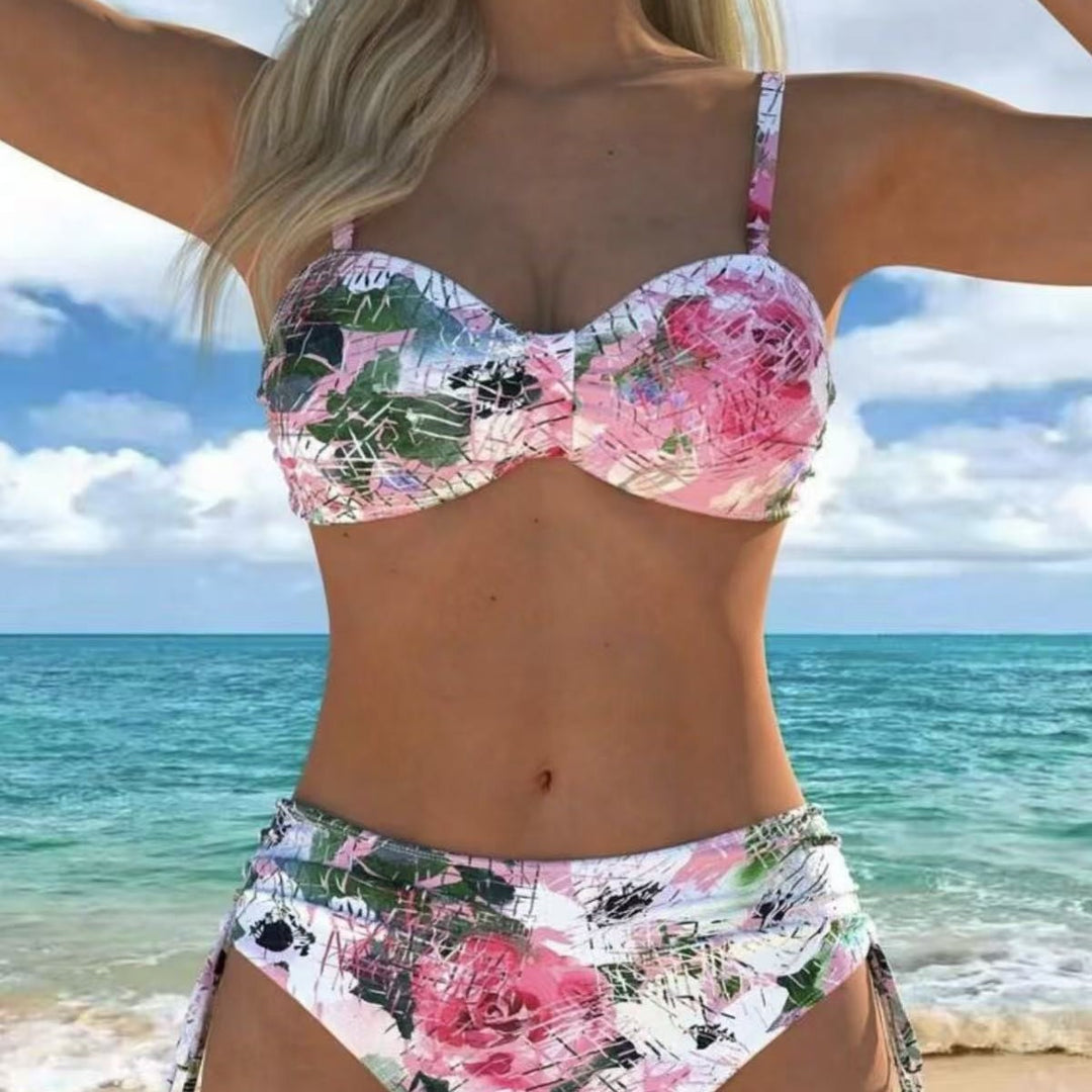 Damen Bikini-Set mit geschmeidigem Oberteil und hoch taillierter Hose R&B