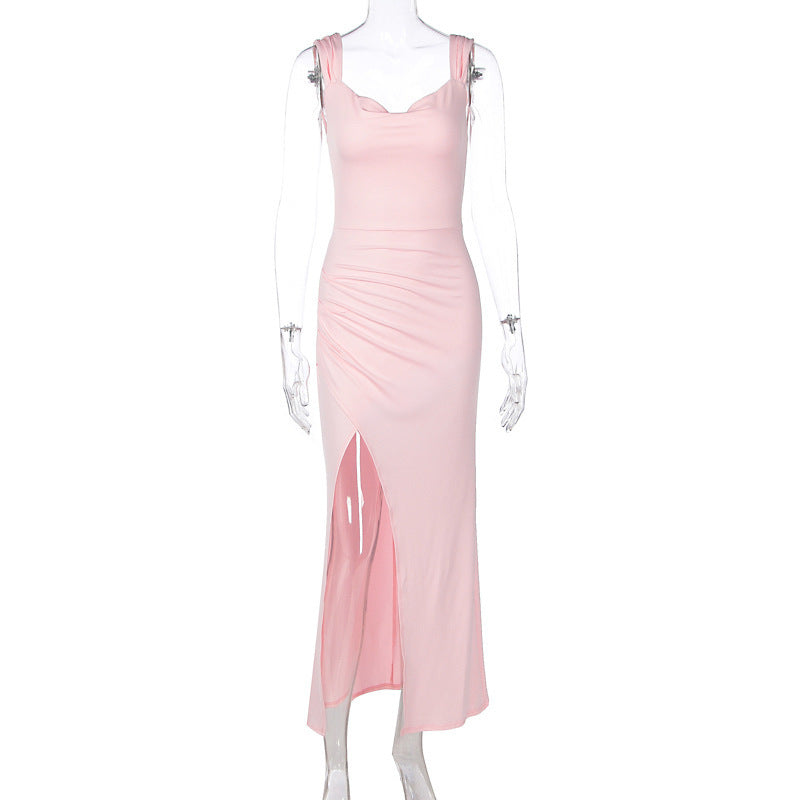 Damen Figurbetontes Maxi-Kleid mit elegantem Schlitz und Raffungen R&B
