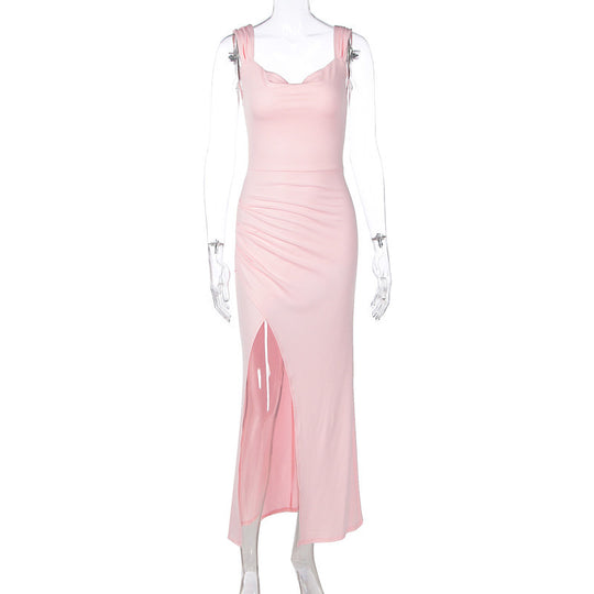 Damen Figurbetontes Maxi-Kleid mit elegantem Schlitz und Raffungen R&B