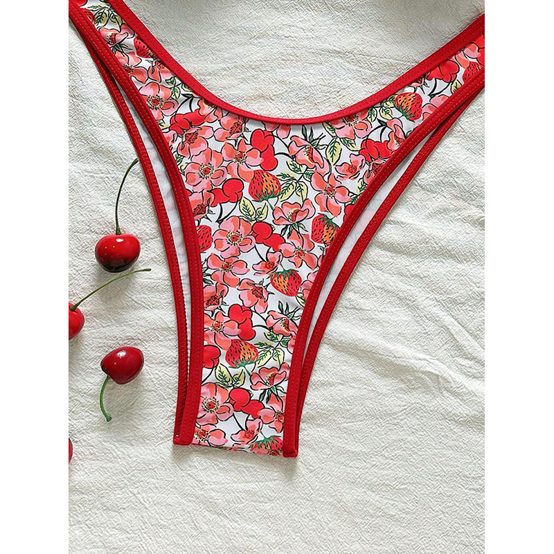 Damen Push-Up Bikini mit floralem Design und verstellbaren Trägern