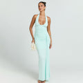 Damen Maxikleid mit tiefem Ausschnitt und Raffungen R&B
