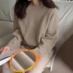 Damen Gemütlicher Rundhals-Pullover aus hochwertigem Stoff