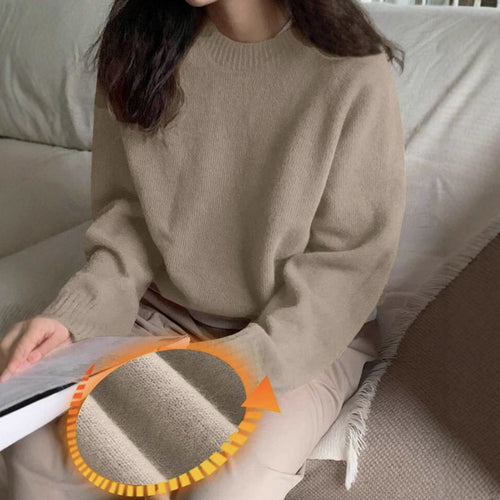 Damen Gemütlicher Rundhals-Pullover aus hochwertigem Stoff R&B