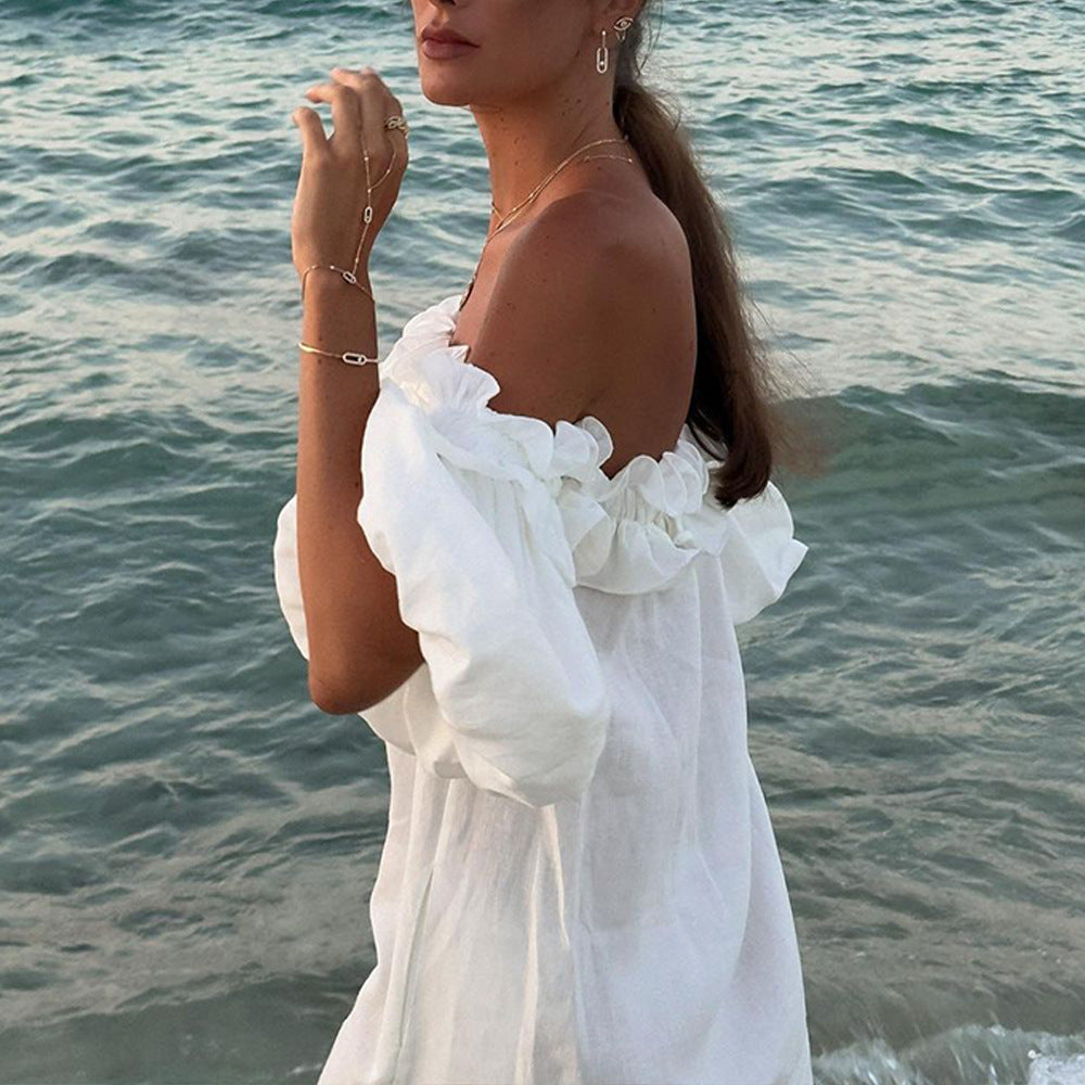 Damen Off-Shoulder Sommerkleid mit Rüschendetails R&B