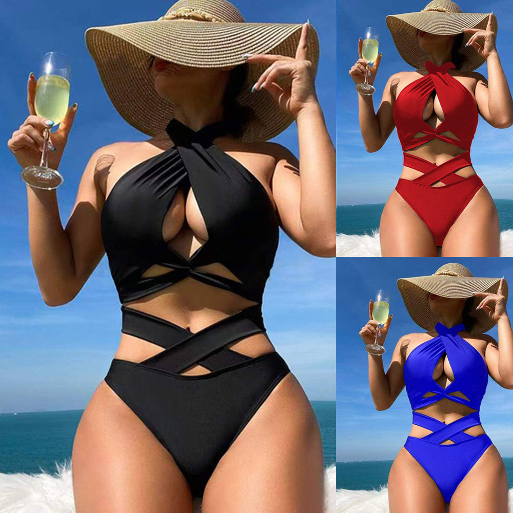Damen Hochgeschnittener Einteiler-Badeanzug mit eleganten Cut-Outs
