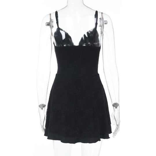 Damen ärmelloses Minikleid mit Spitzenapplikationen R&B