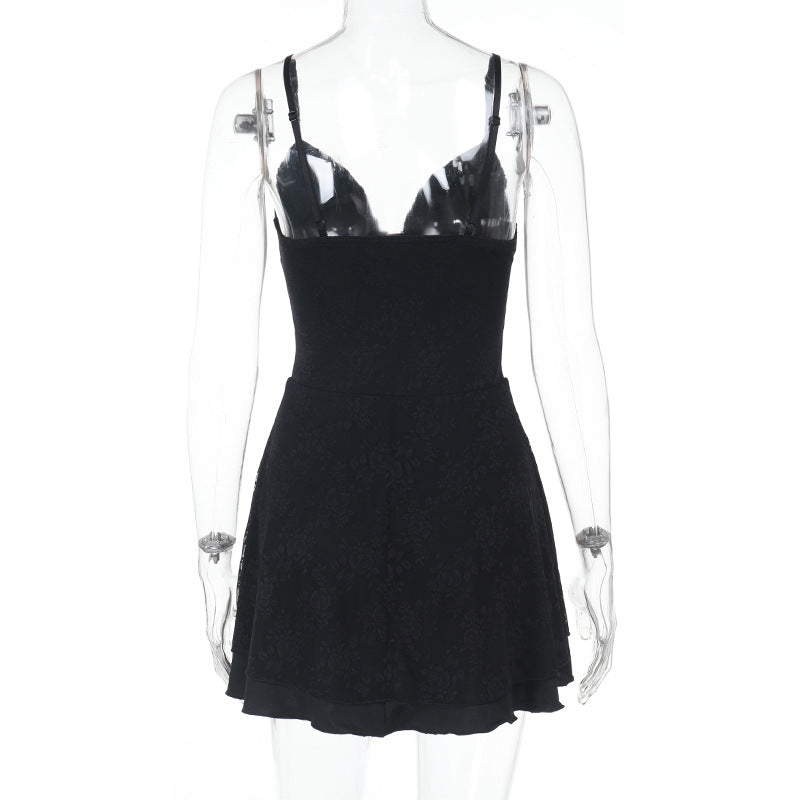 Damen ärmelloses Minikleid mit Spitzenapplikationen R&B