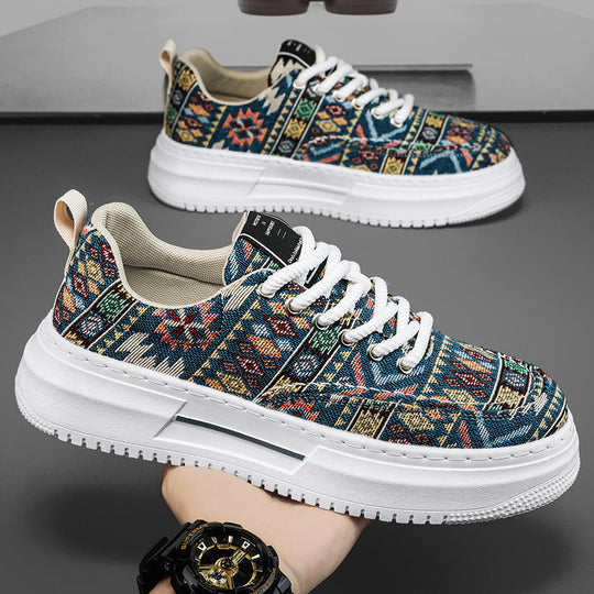 Damen modische Sneaker mit buntem Ethno-Muster und gepolsterter Sohle R&B
