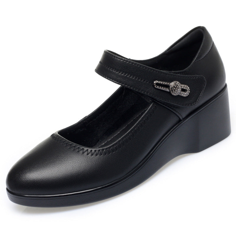 Damen klassischer Mary Jane Pumps mit modischem Riemen und bequemem Blockabsatz R&B