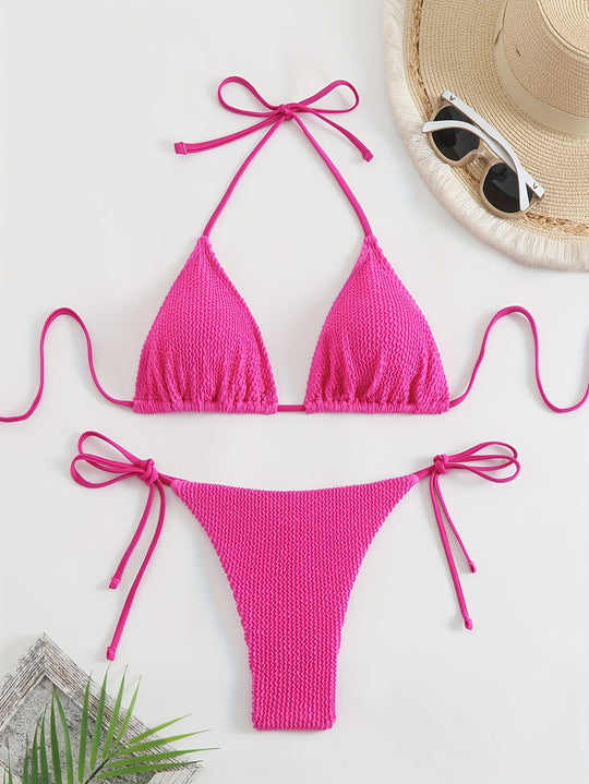 Damen Triangel-Bikini-Set mit verstellbaren Bindebändern R&B