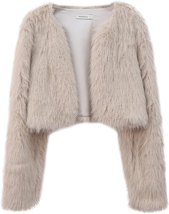 Damen Flauschige Kurzjacke mit offenem Schnitt R&B