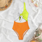 Damen Hochtaillierter Bikini mit verstellbaren Trägern und Knotendetail R&B