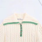 Damen Strickpullover mit hohem Kragen und Knopfleiste R&B