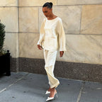 Damen elegante Satin-Loungewear-Kombination R&B