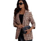Damen Karierter Blazer mit moden Details und tailliertem Schnitt R&B