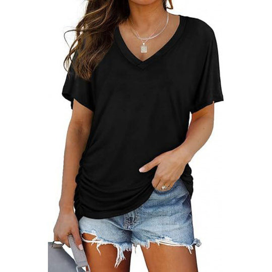 Damen V-Ausschnitt T-Shirt Aus Weichem Single Jersey Heidi-Mode