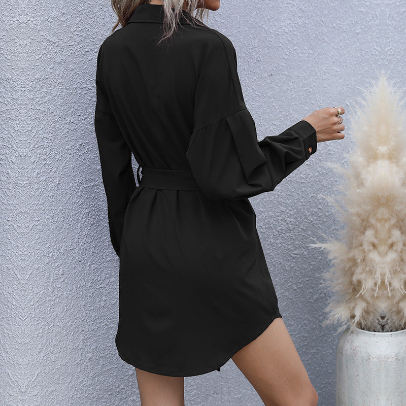 Damen Hemdblusenkleid mit Taillengürtel und praktischen Brusttaschen R&B