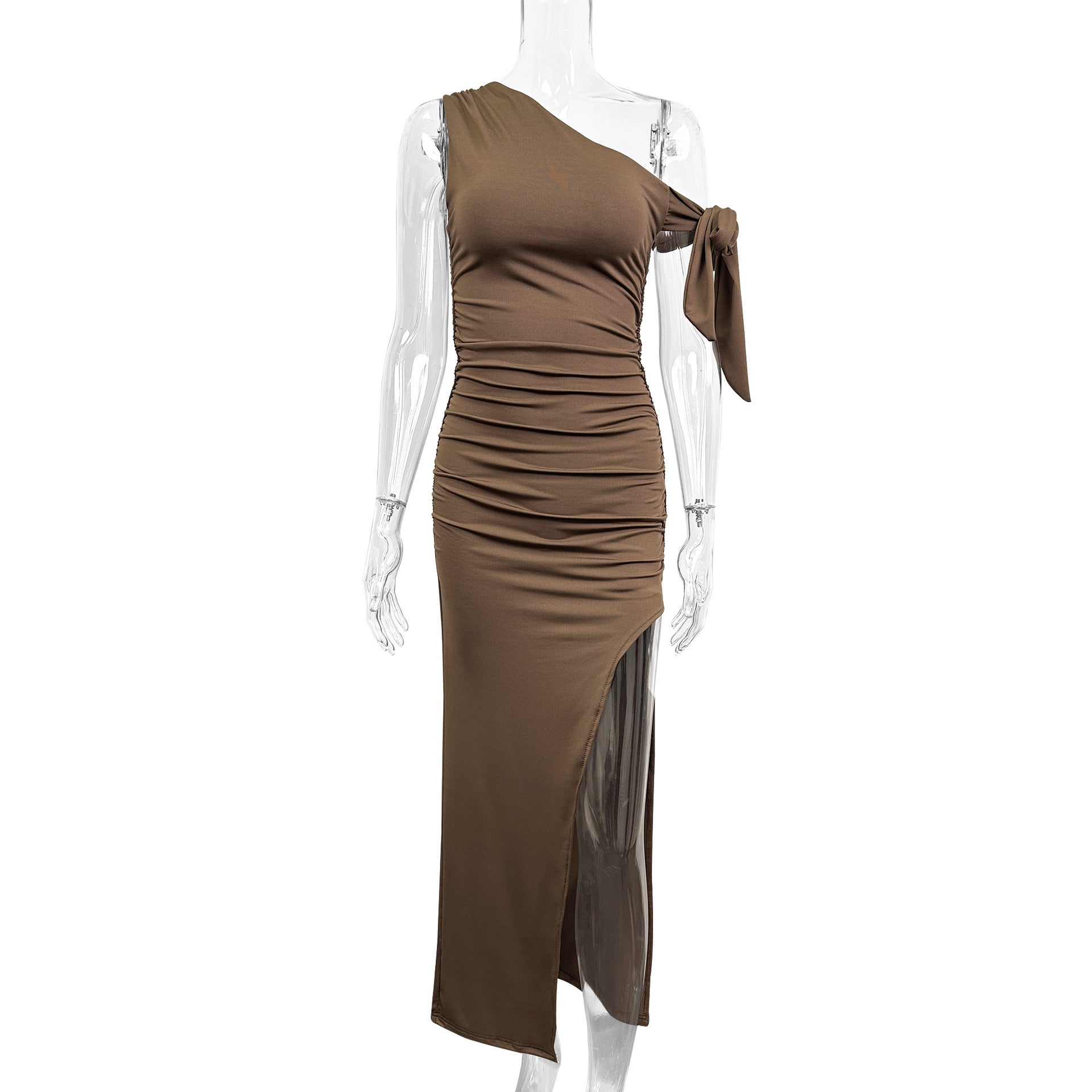 Damen Elegantes Wickelkleid mit asymmetrischem Schnitt und schickem Rüschendetail