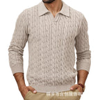 Herren Strickpullover mit strukturiertem Zopfmuster und Kragen R&B