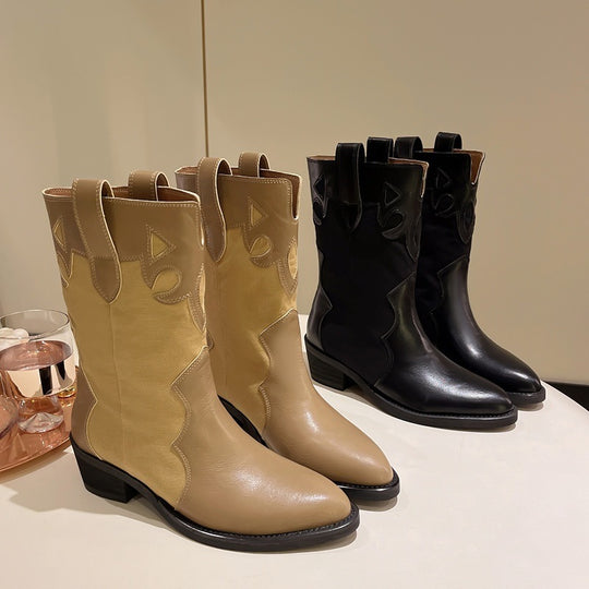 Damen Western-Stiefel mit modischen Cut-Out-Details und robustem Blockabsatz R&B