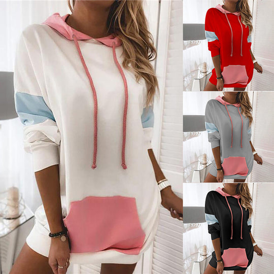 Damen Kapuzenkleid in sportlichem Design mit praktischen Taschen R&B