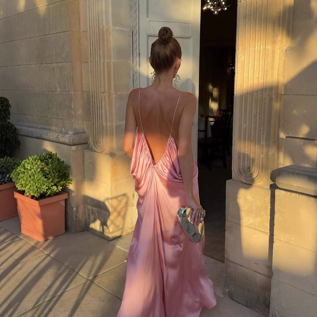Damen Maxikleid mit legerem Schnitt und raffinierten Drapierungen R&B