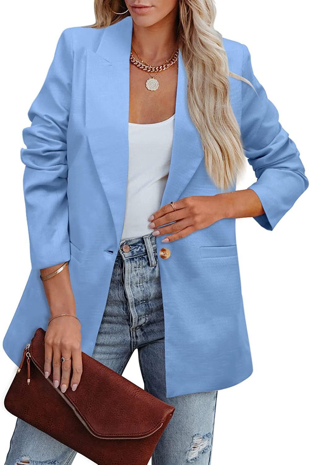 Damen Eleganter Freizeitblazer mit Lässigem Schnitt und Zwei Taschen R&B