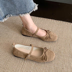 Damen elegante Ballerinas mit modischem Riemen und Schleifenakzent