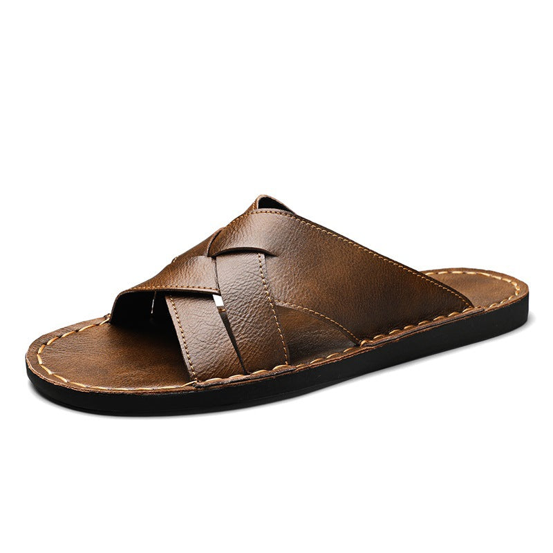Herren Elegante und bequeme Leder-Sandalen mit verstellbarem Riemensystem R&B
