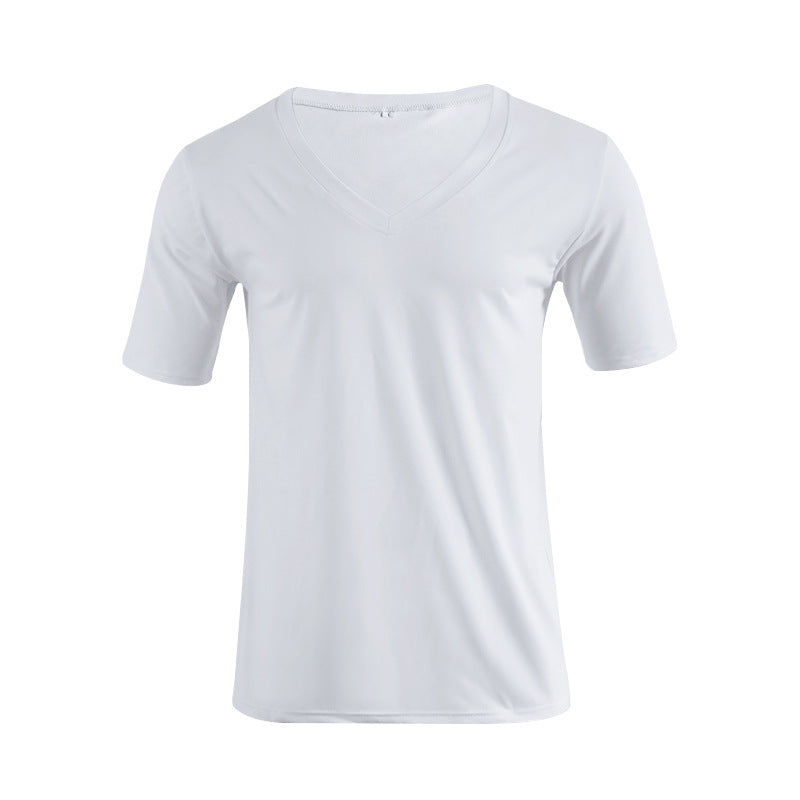 Herren nan V-Ausschnitt T‑Shirt aus feinem Jersey mit schmaler Silhouette und flachen Nähten R&B