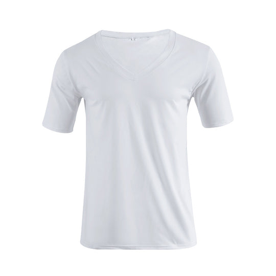 Herren nan V-Ausschnitt T‑Shirt aus feinem Jersey mit schmaler Silhouette und flachen Nähten R&B