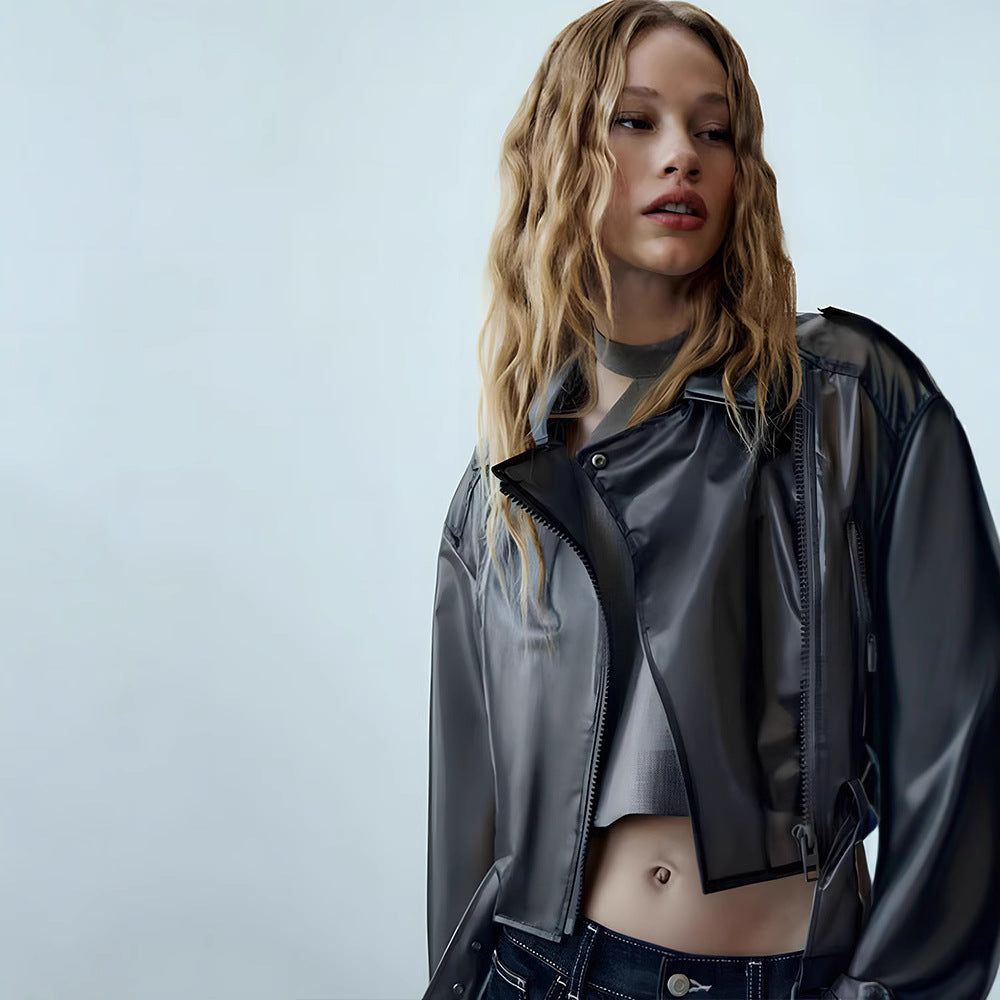 Damen trendige Jacke im edgy Biker-Stil mit asymmetrischem Reißverschluss R&B