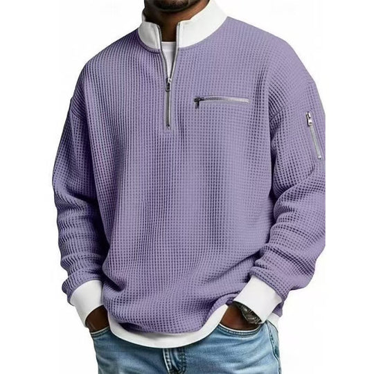 Herren Sweatshirt mit hohem Kragen und praktischem Reißverschluss R&B