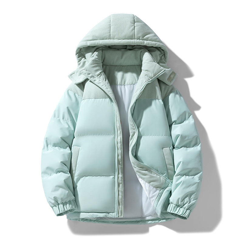 Damen warme Steppjacke mit abnehmbarer Kapuze und hochgeschlossenem Kragen R&B