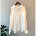 Damen Elegante Bluse aus feinem Satin mit Rüschendetails R&B
