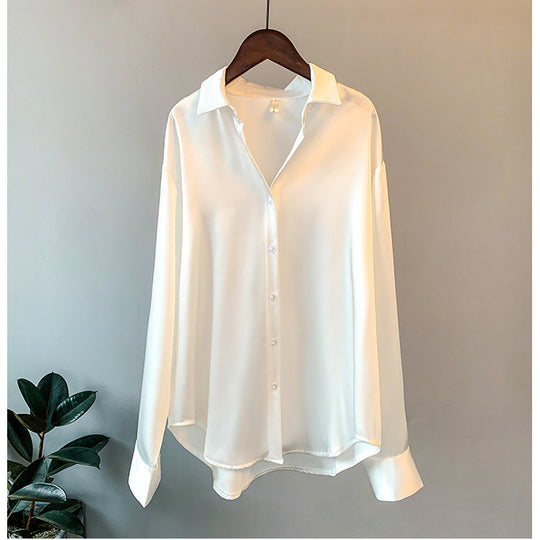 Damen Elegante Bluse aus feinem Satin mit Rüschendetails R&B