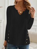Damen Rippstrick-Pullover mit modischen Knopfdetails R&B