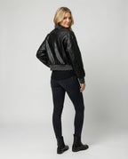 Damen PU Lederjacke Schwarz Kurz American Style BasR&Ball Jacke Bikerlook